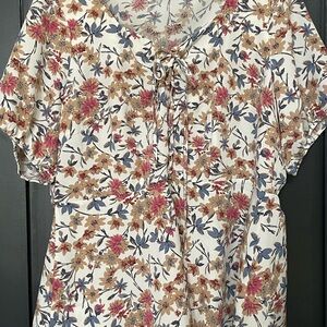 BloomChic Floral Blouse with Pink and Cream Accents-Woman’s Plus Size 18